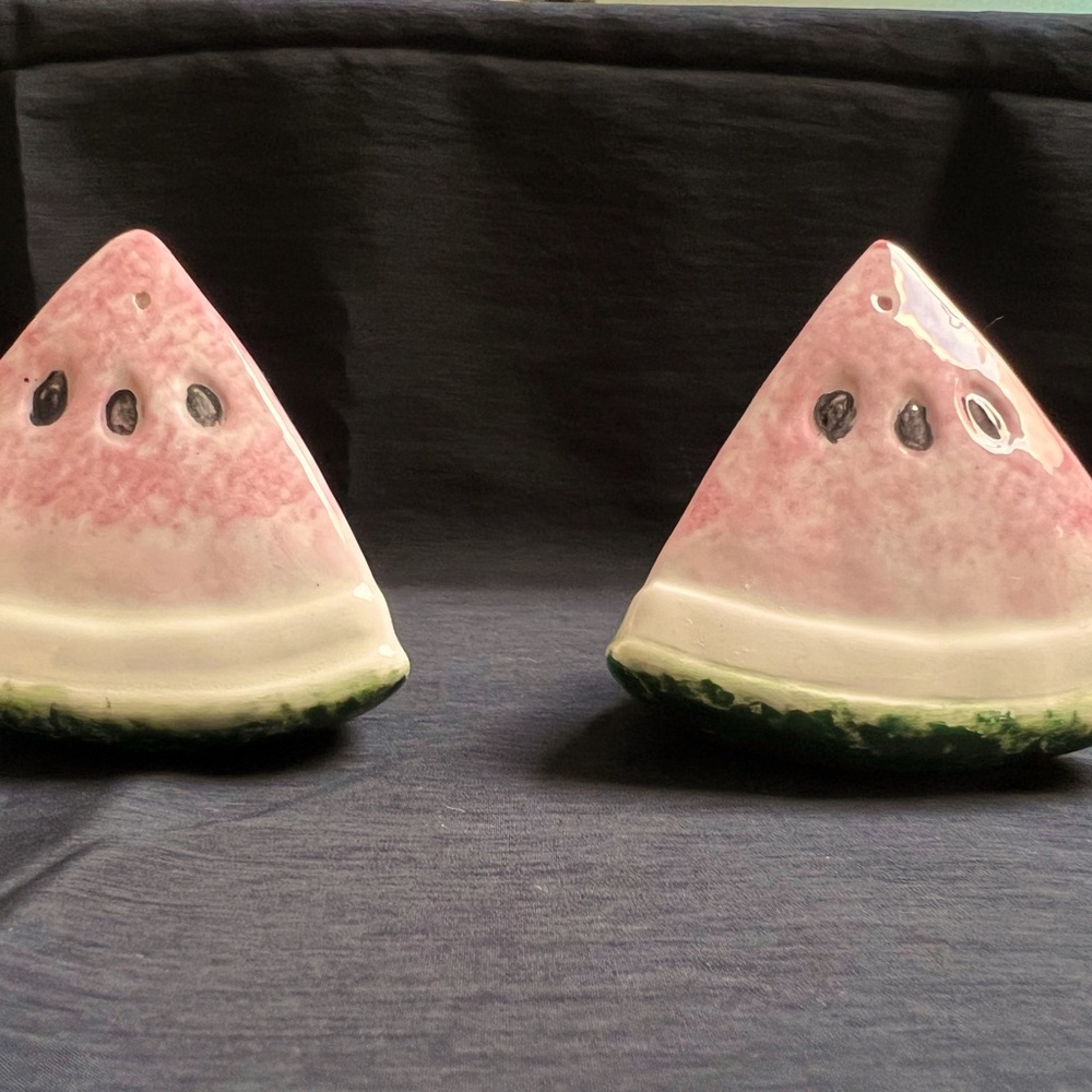 Vintage Ceramic Watermelon Slices Salt and Pepper Shakers